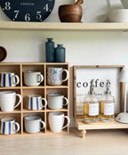 Wooden Mug Display Shelf Unit Kitchen Storage Organiser