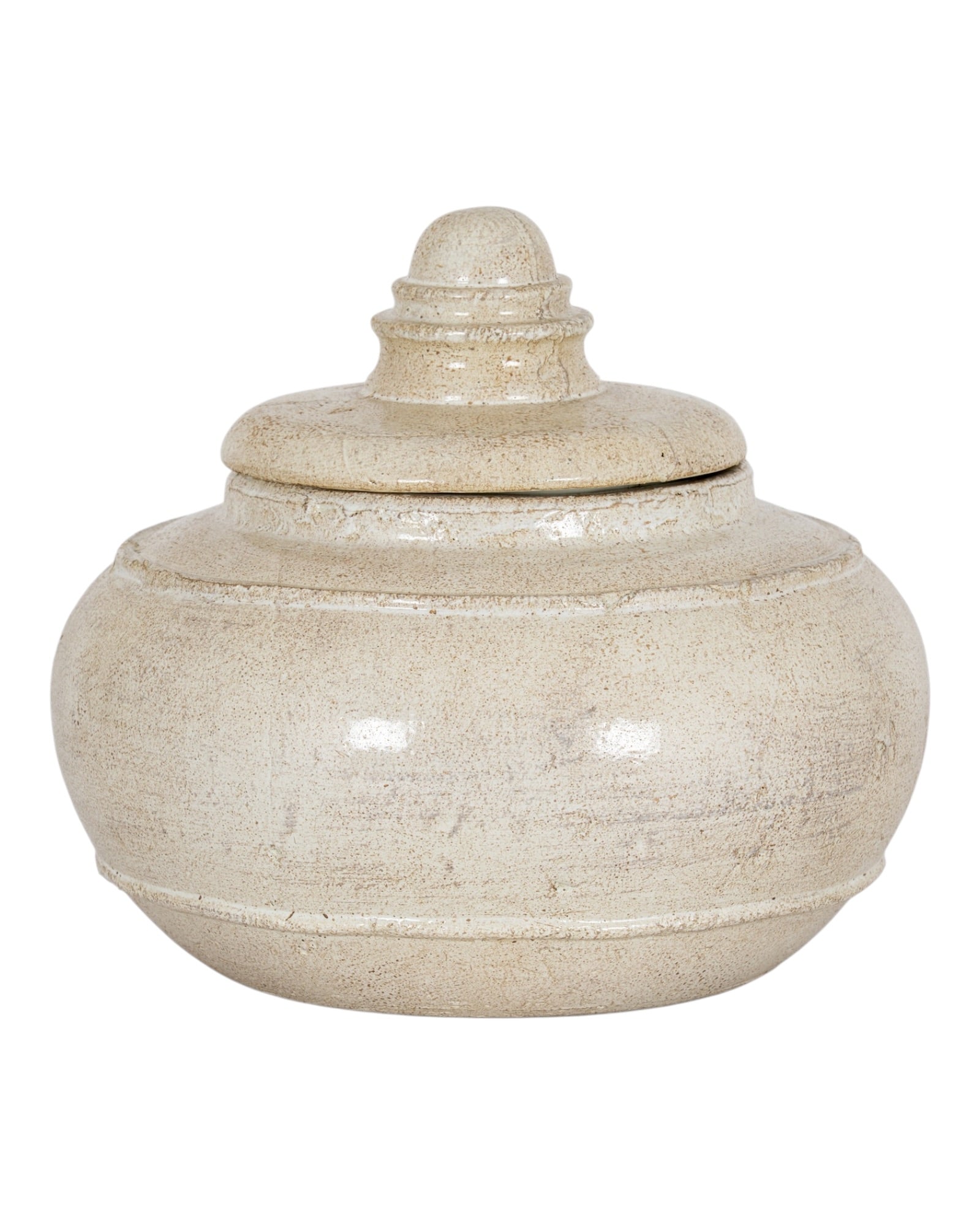 Tarn Neutral Glazed Lidded Pot Decorative Planter