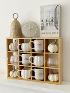 Wooden Mug Display Shelf Unit Kitchen Storage Organiser