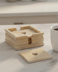 Wood Heart Coasters And Holder Set of Six Rustic Home Decor
