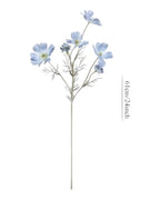 Artificial Ocean Blue Cosmos Flower Stem Faux Floral Decor