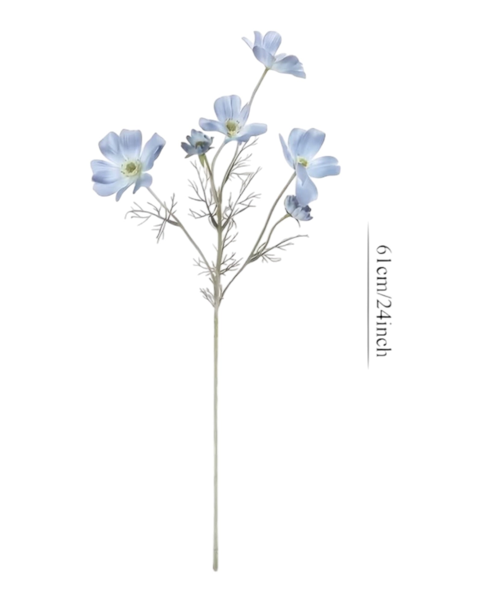 Artificial Ocean Blue Cosmos Flower Stem Faux Floral Decor