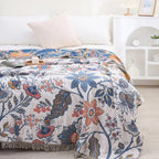 Boho Cotton Botanical Throw Blanket
