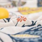Boho Cotton Botanical Throw Blanket