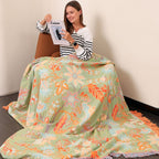 Boho Cotton Floral Throw Blanket