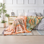 Boho Cotton Floral Throw Blanket