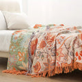 Boho Cotton Floral Throw Blanket
