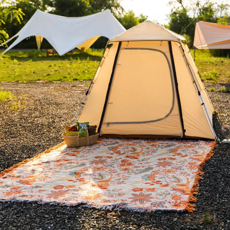Boho Cotton Floral Throw Blanket