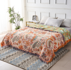 Boho Cotton Floral Throw Blanket