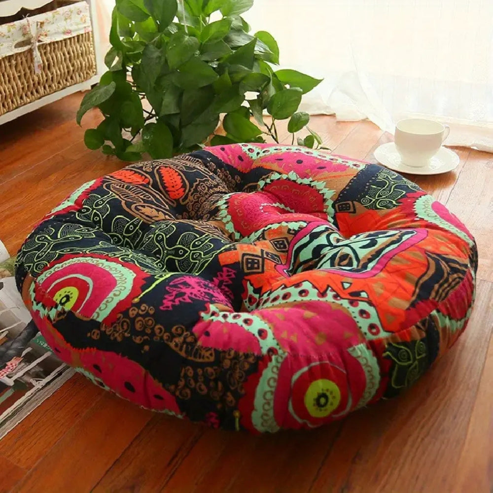 Boho Cotton Floral Tufted Floor Cushion – 45cm