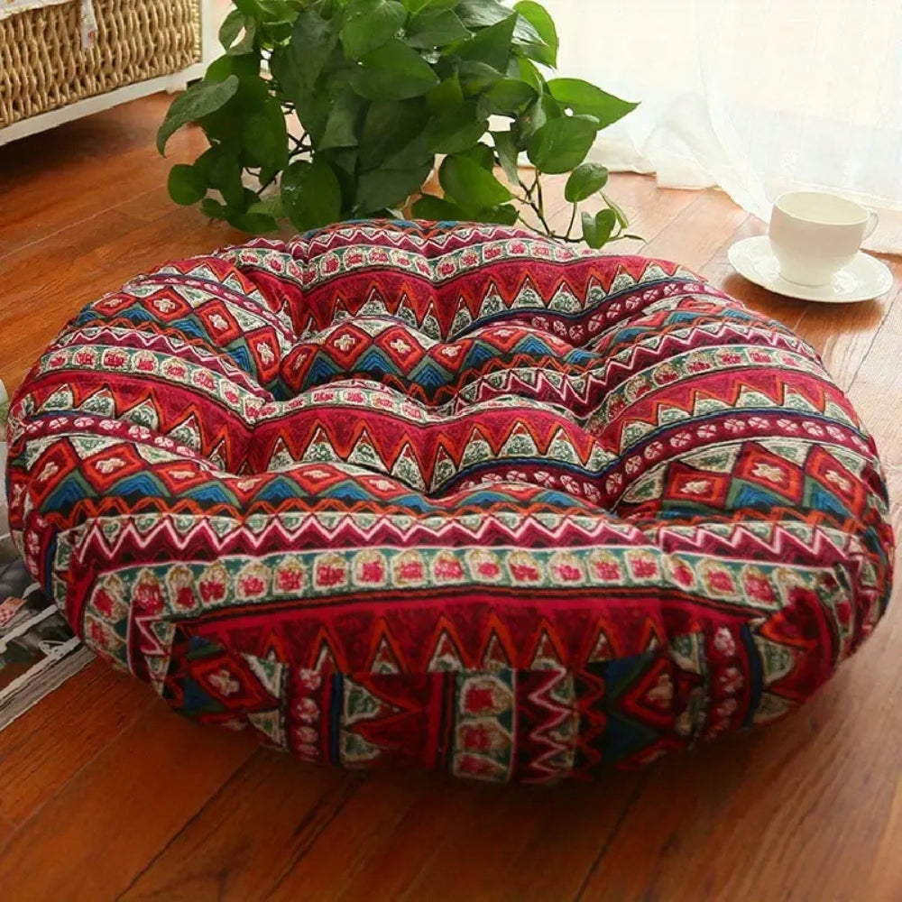 Boho Cotton Floral Tufted Floor Cushion – 45cm