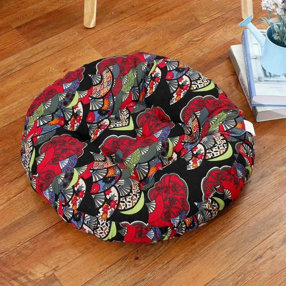 Boho Cotton Floral Tufted Floor Cushion – 45cm