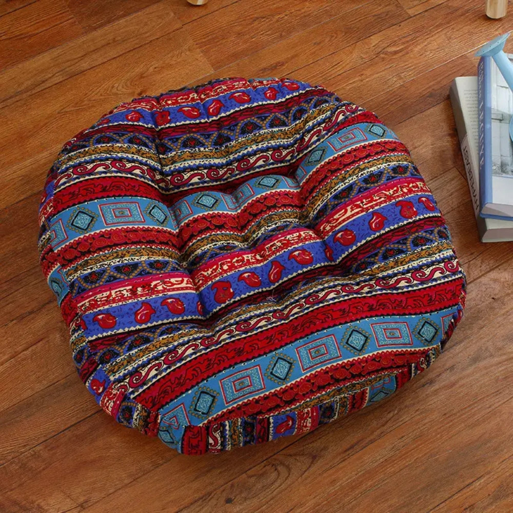 Boho Cotton Floral Tufted Floor Cushion – 45cm
