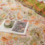 Boho Cotton Folk Art Throw Blanket