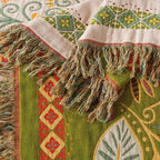 Boho Cotton Folk Art Throw Blanket