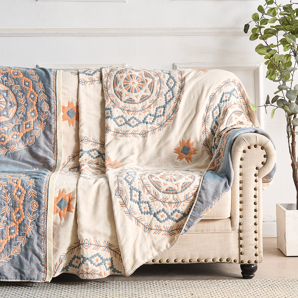 Boho Cotton Geometric Throw Blanket