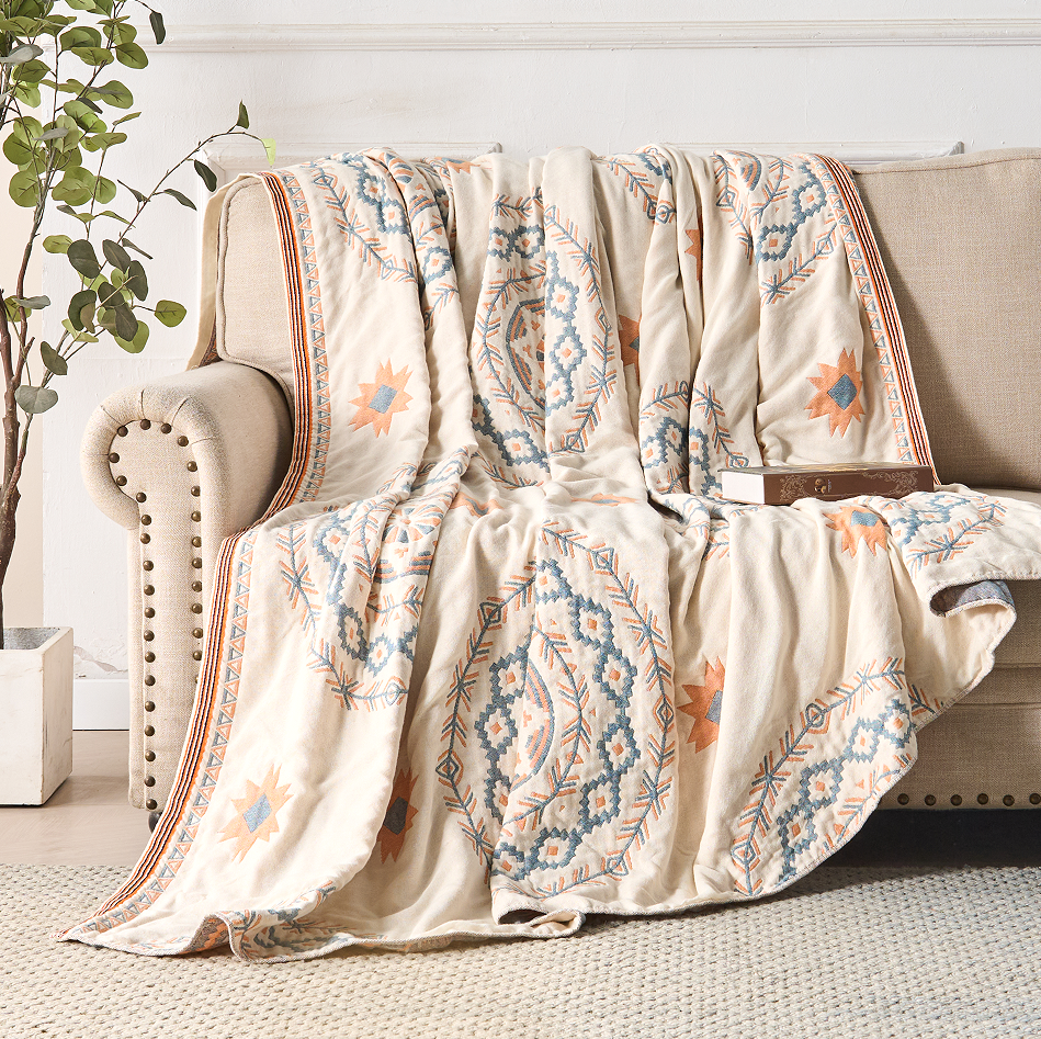 Boho Cotton Geometric Throw Blanket