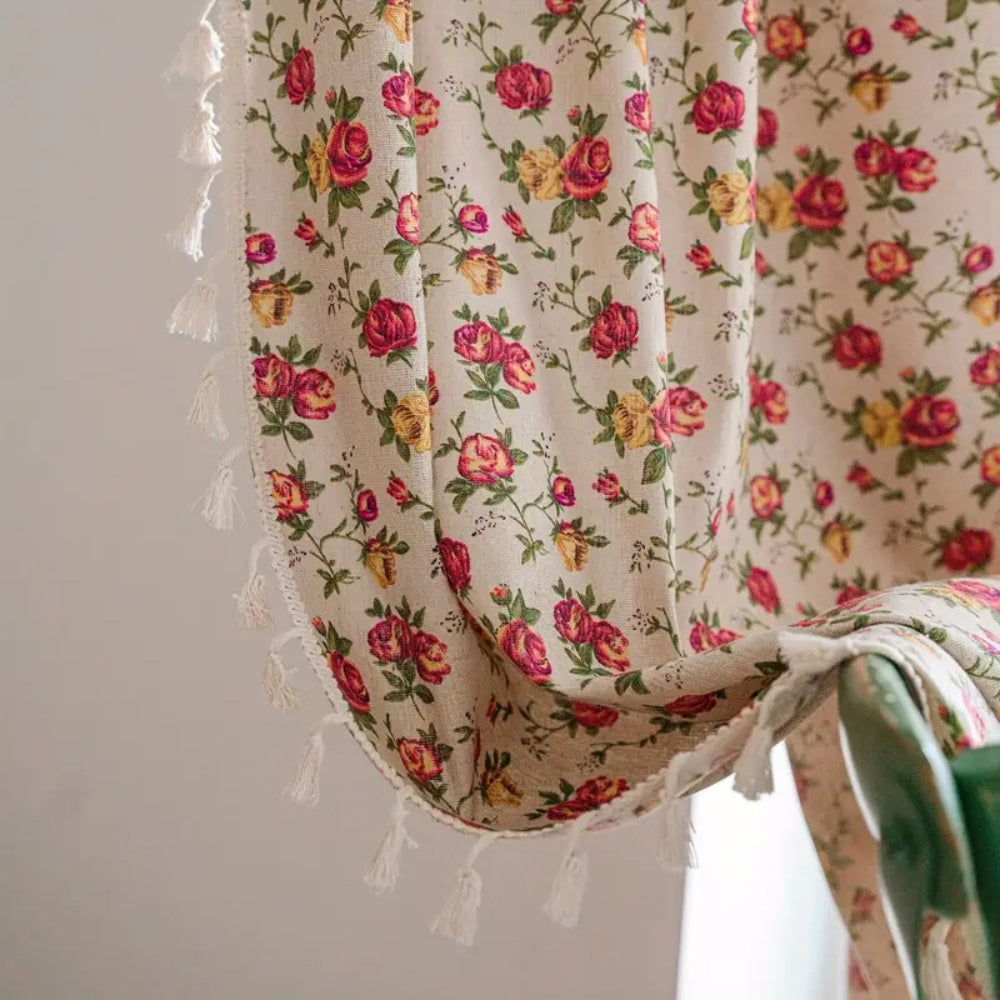 Boho Floral Tassel Curtain - 1 Panel