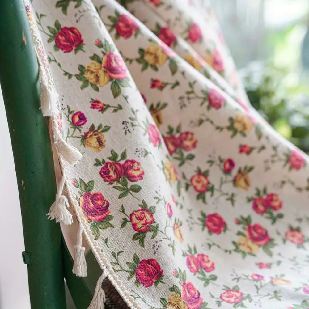 Boho Floral Tassel Curtain - 1 Panel