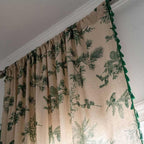 Boho Linen Botanical Bird Tassel Curtain – 1 Panel