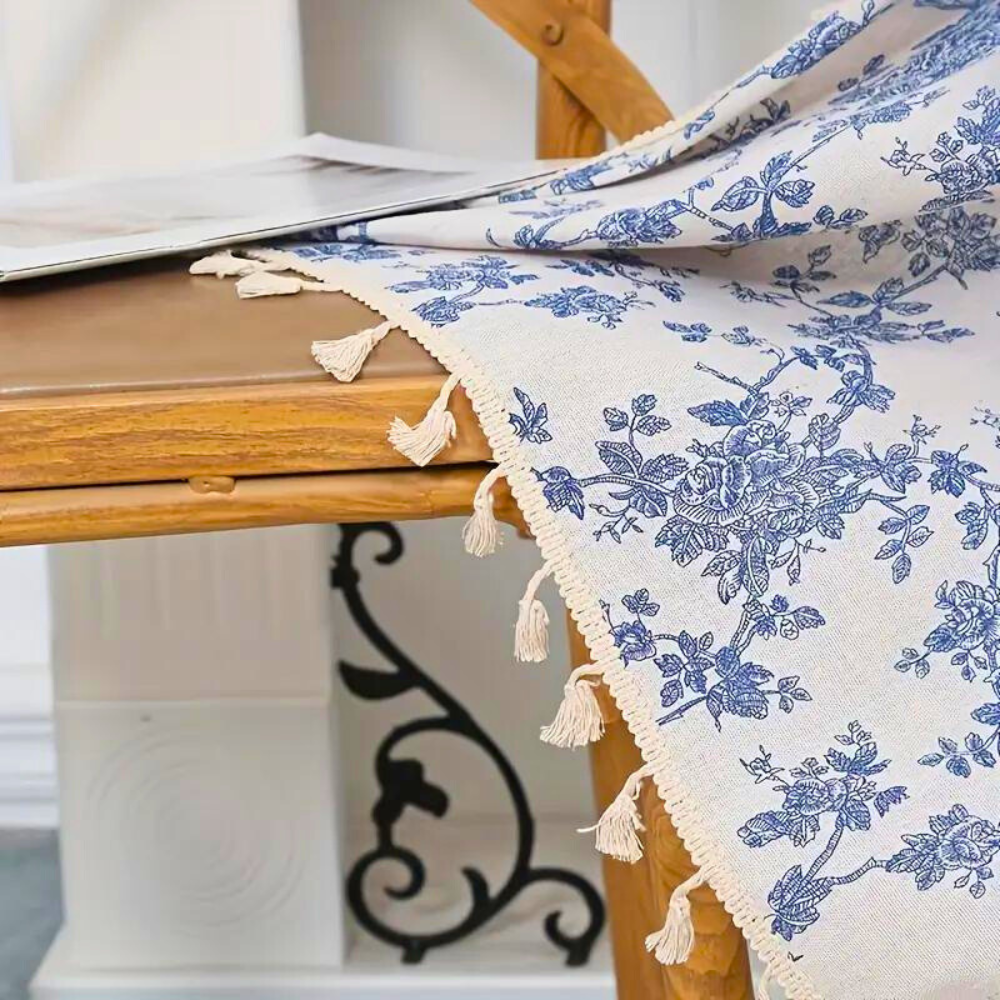 Boho Linen Floral Tassel Curtain – 1 Panel