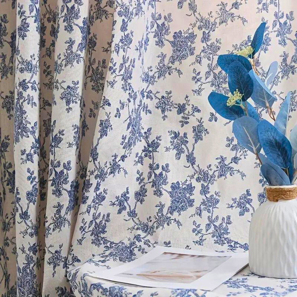 Boho Linen Floral Tassel Curtain – 1 Panel
