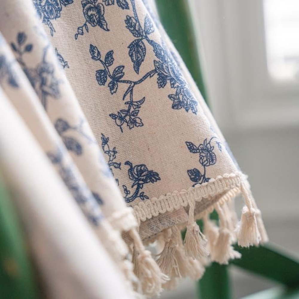 Boho Linen Floral Tassel Curtain – 1 Panel
