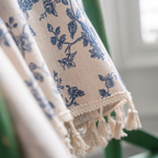 Boho Linen Floral Tassel Curtain – 1 Panel