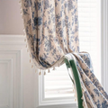 Boho Linen Floral Tassel Curtain – 1 Panel