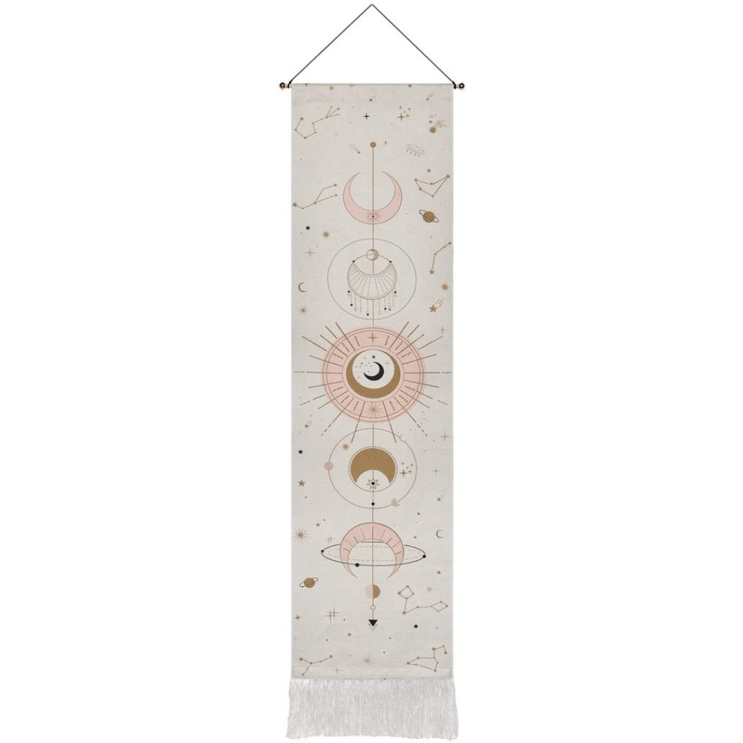 Boho Linen Moon Phase Tapestry – 32.5x130cm