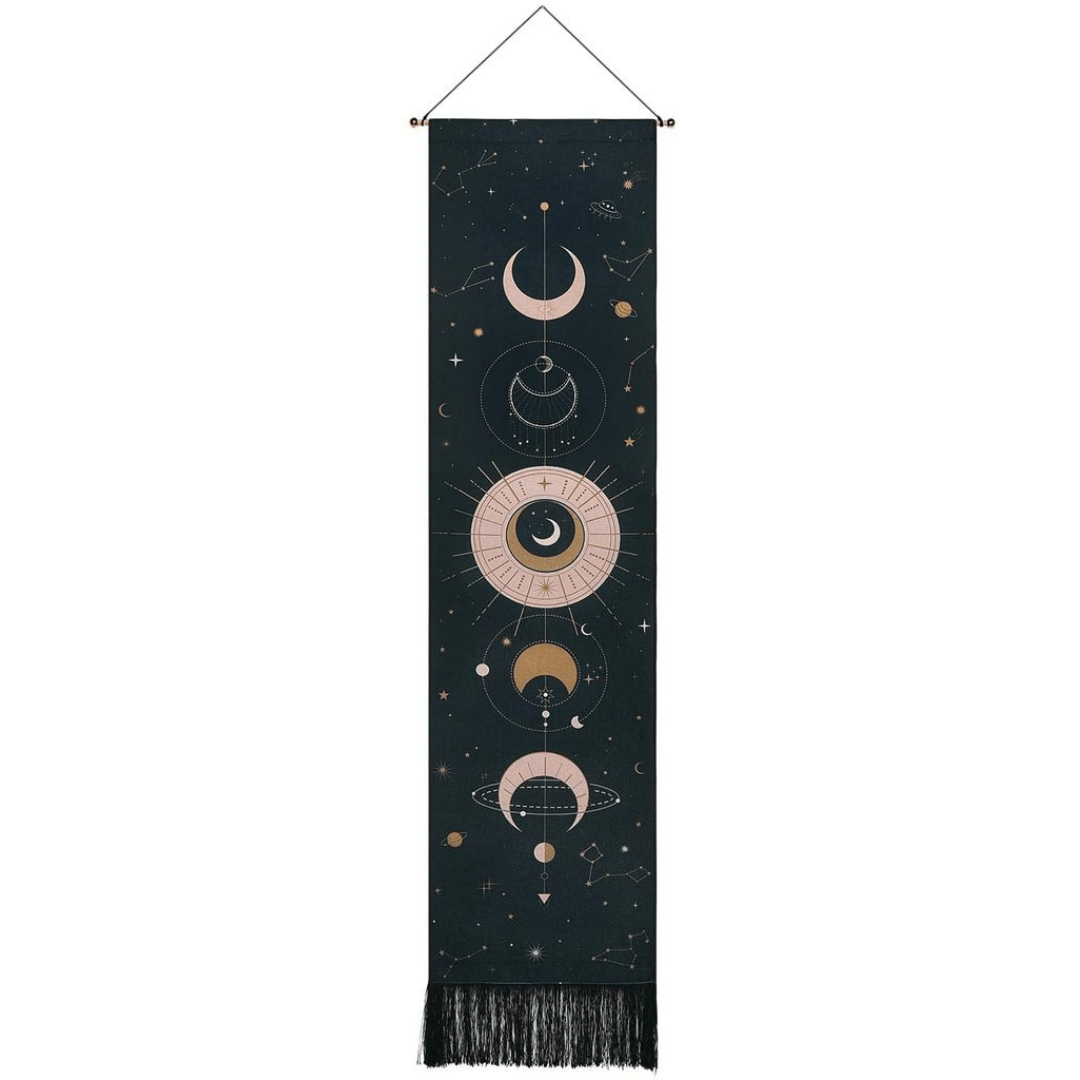 Boho Linen Moon Phase Tapestry – 32.5x130cm