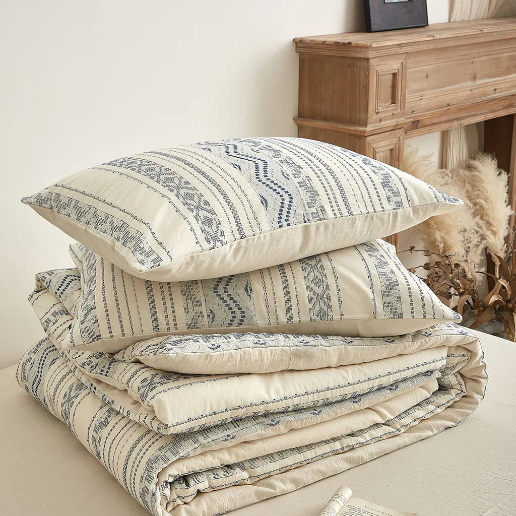 Boho Aztec Stripe Duvet Cover Cotton Bohemian Bedding
