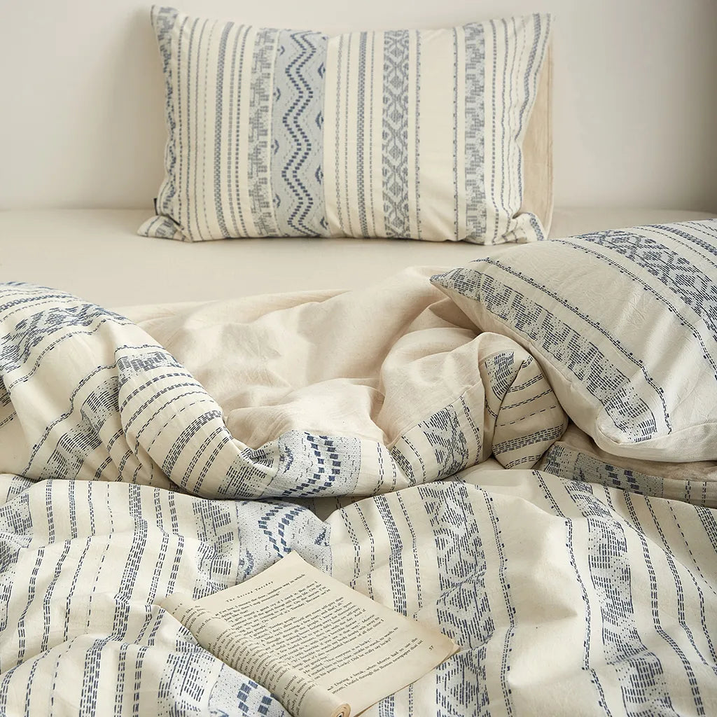 Boho Aztec Stripe Duvet Cover Cotton Bohemian Bedding