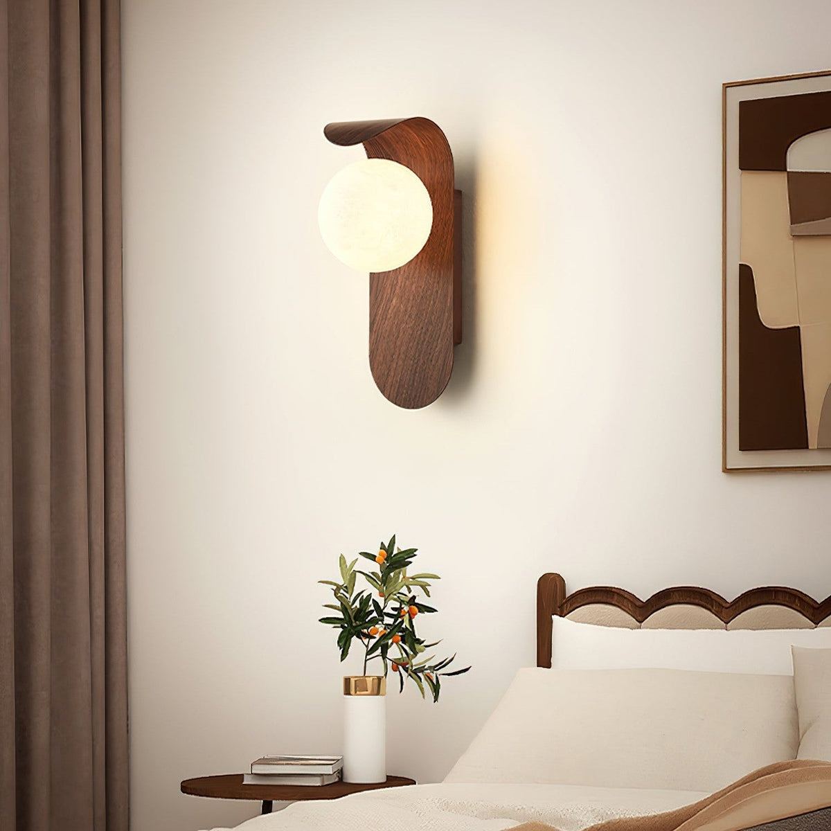 Nordic Wood Globe Wall Sconce LED 1-Light