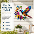 Hummingbird Metal Wall Art Flower Bloom Decorative Sculpture Indoor Garden Wall Decor