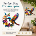 Hummingbird Metal Wall Art Flower Bloom Decorative Sculpture Indoor Garden Wall Decor