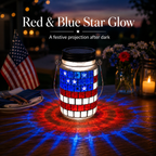 4th of July Solar Lantern Patriotic Mason Jar Outdoor Garden Decorative Light