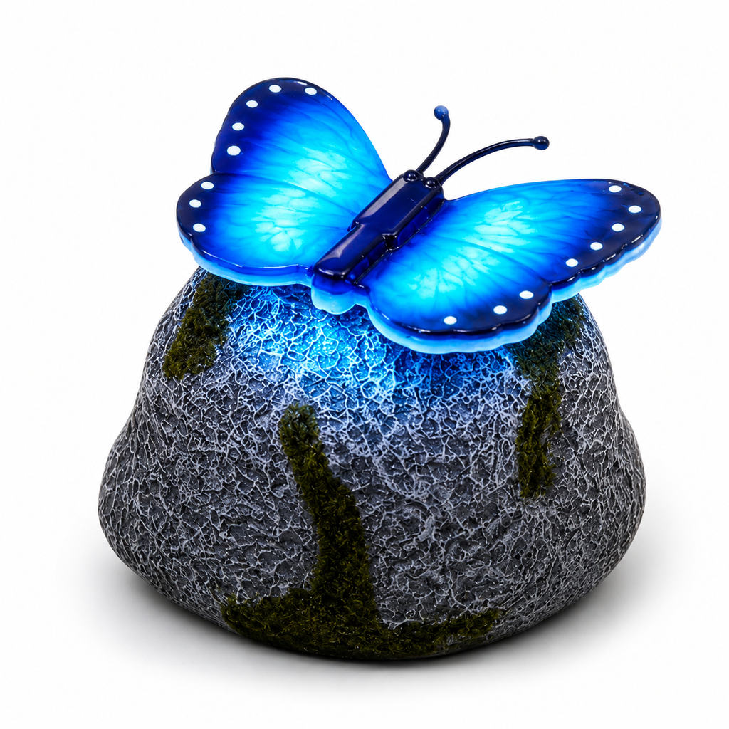 Solar Butterfly Stone Garden Light Outdoor Decorative Lawn LED Lamp