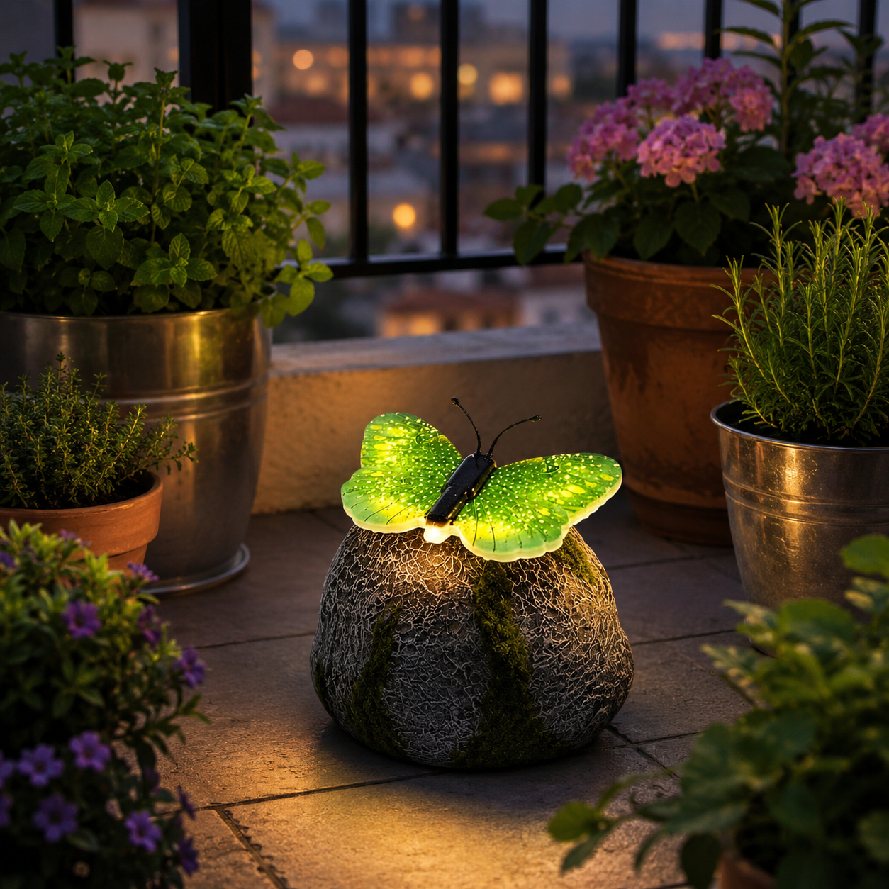 Solar Butterfly Stone Garden Light Outdoor Decorative Lawn LED Lamp