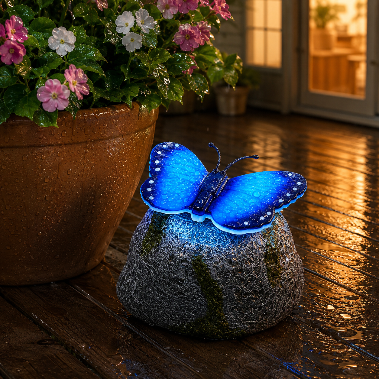 Solar Butterfly Stone Garden Light Outdoor Decorative Lawn LED Lamp