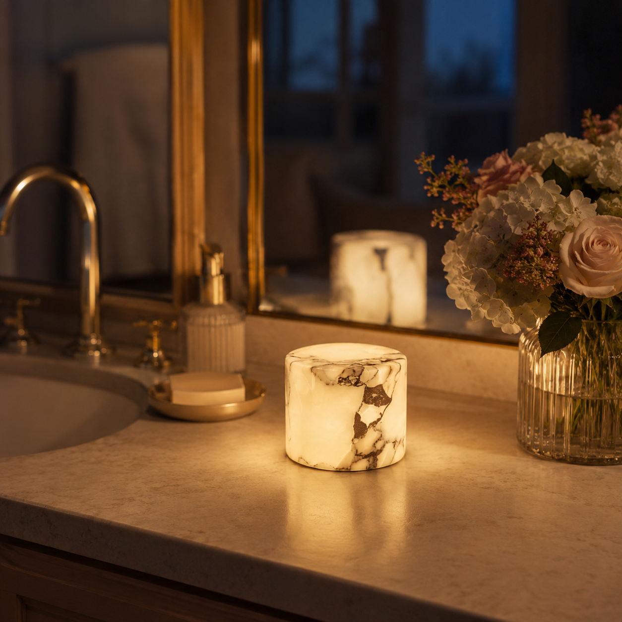 Marble Touch Night Light USB Rechargeable Dimmable LED Bedside Lamp