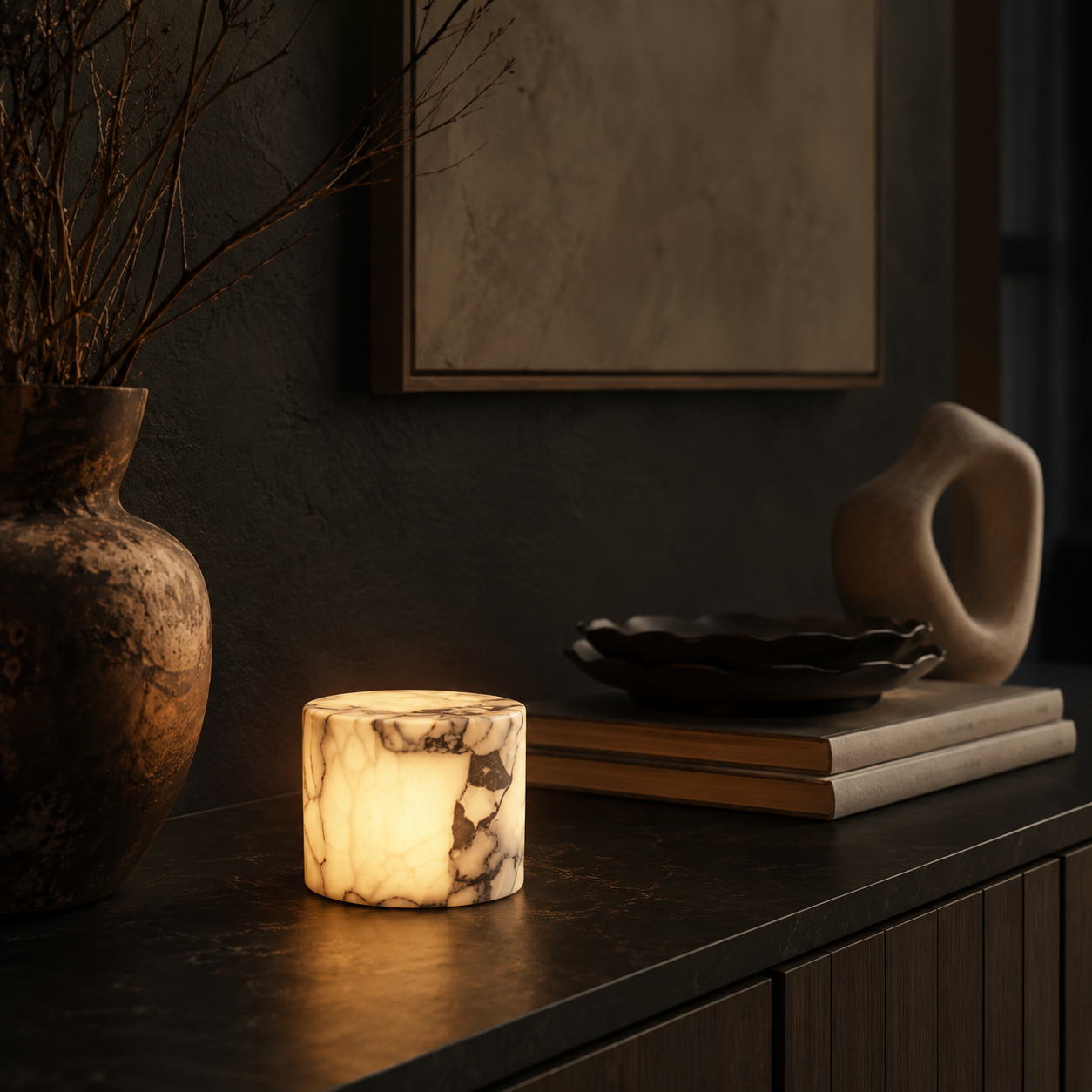 Marble Touch Night Light USB Rechargeable Dimmable LED Bedside Lamp