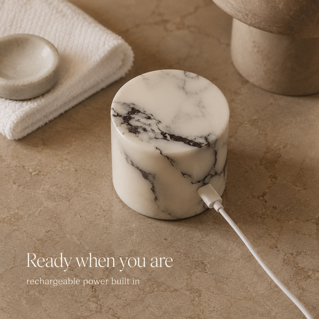 Marble Touch Night Light USB Rechargeable Dimmable LED Bedside Lamp