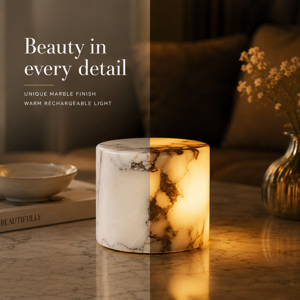 Marble Touch Night Light USB Rechargeable Dimmable LED Bedside Lamp