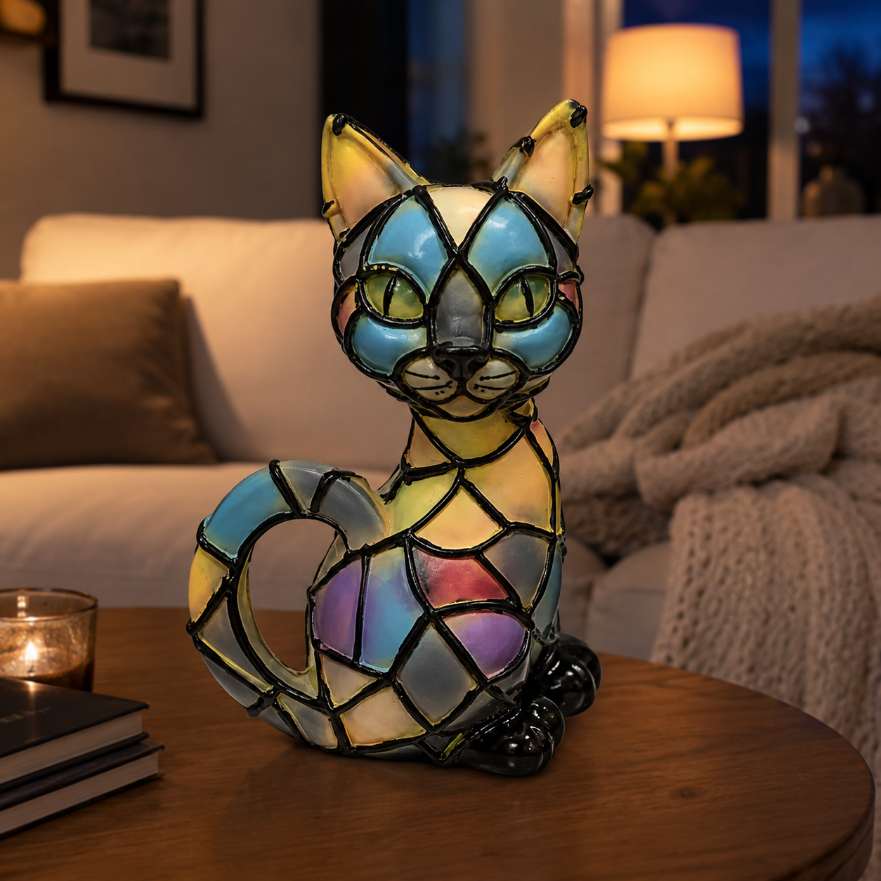 Charming Cat LED Night Light Cute Animal Bedside Table Lamp Decor