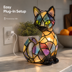 Charming Cat LED Night Light Cute Animal Bedside Table Lamp Decor