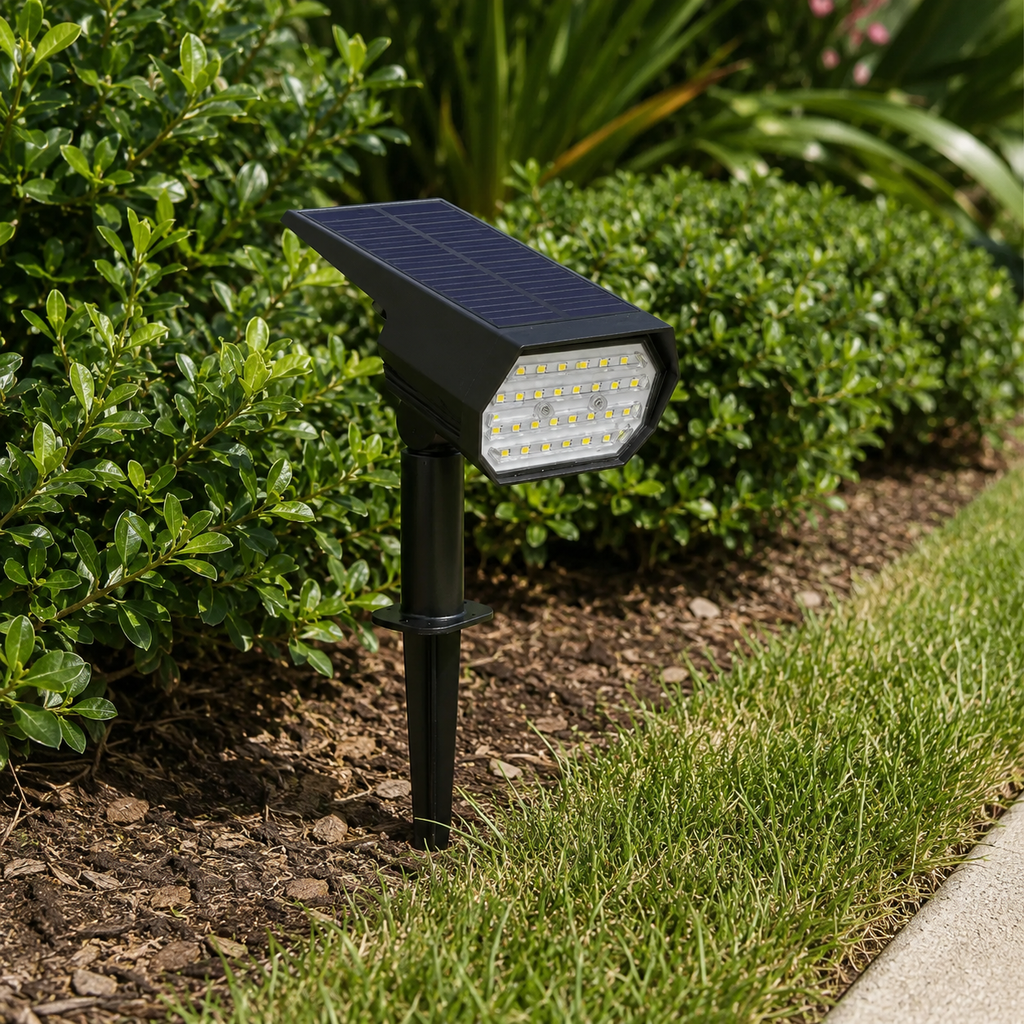 Single Solar Spotlight Outdoor Garden Ground Stake LED Path Light