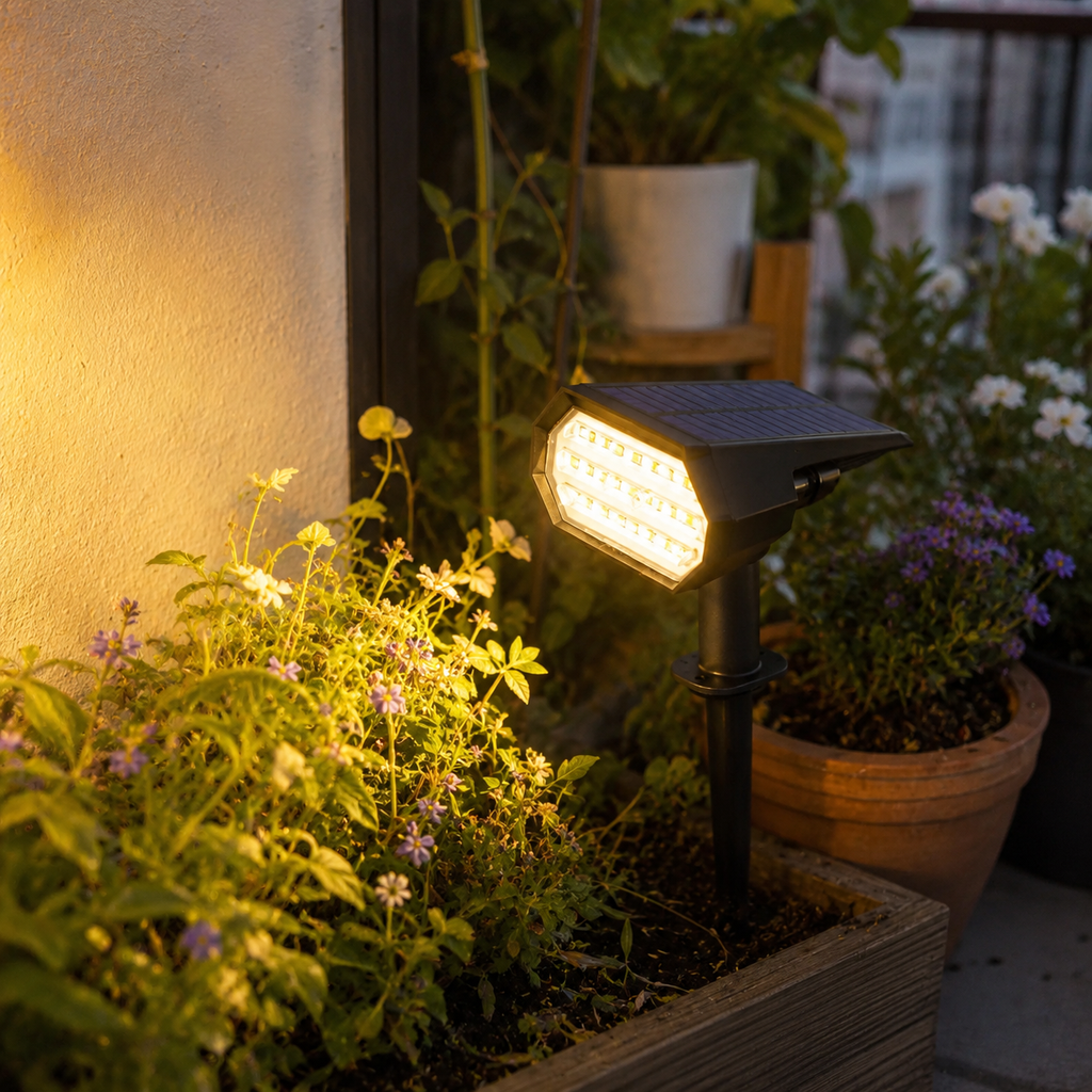 Single Solar Spotlight Outdoor Garden Ground Stake LED Path Light