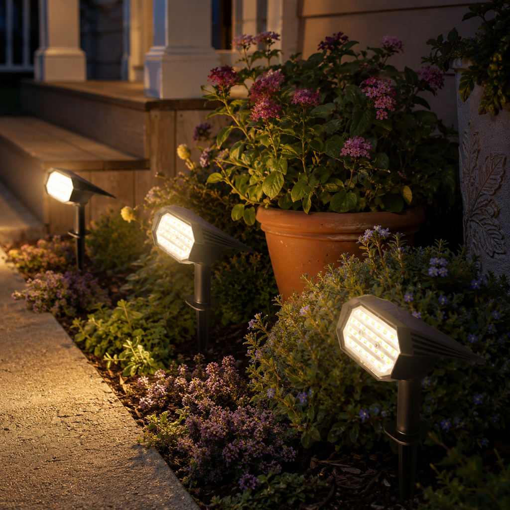 Single Solar Spotlight Outdoor Garden Ground Stake LED Path Light