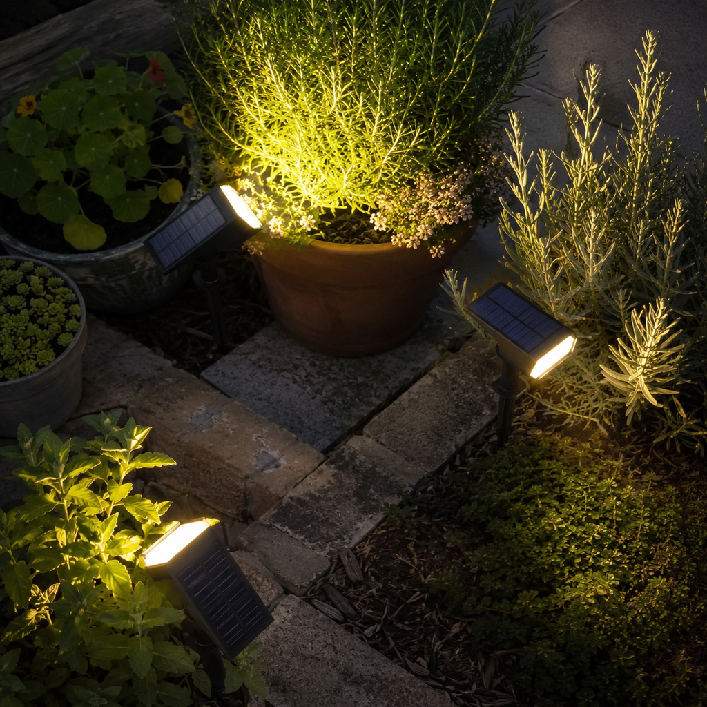 Single Solar Spotlight Outdoor Garden Ground Stake LED Path Light